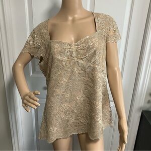 Loft by Ann Taylor | Metallic shortsleeve lace top